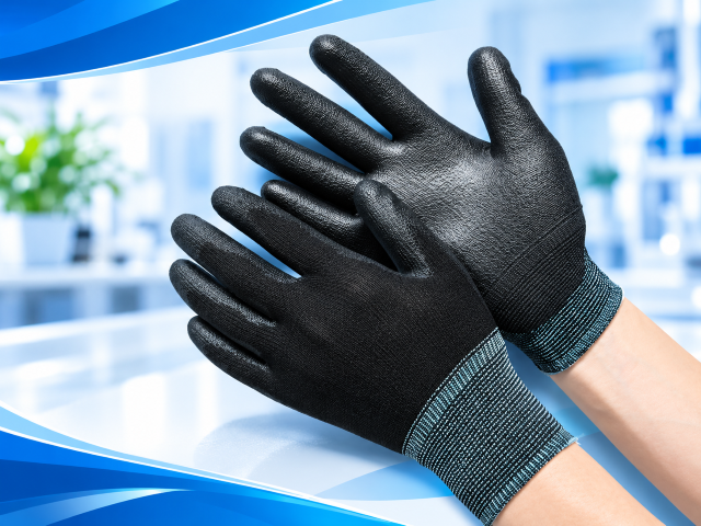 ถุงมือเคลือบ PU สีดำ(Black PU Palm Fit Glove)